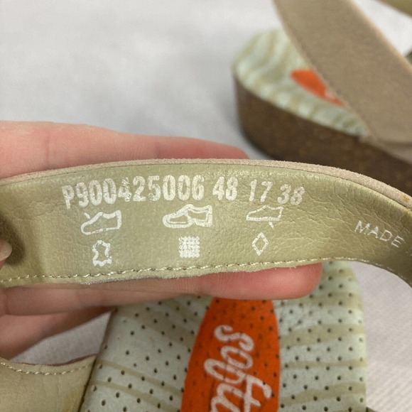 Anthropologie Softinos Sandals Womens Sz 7.5 Beige‎ Leather Open Toe Slingback - Picture 5 of 6